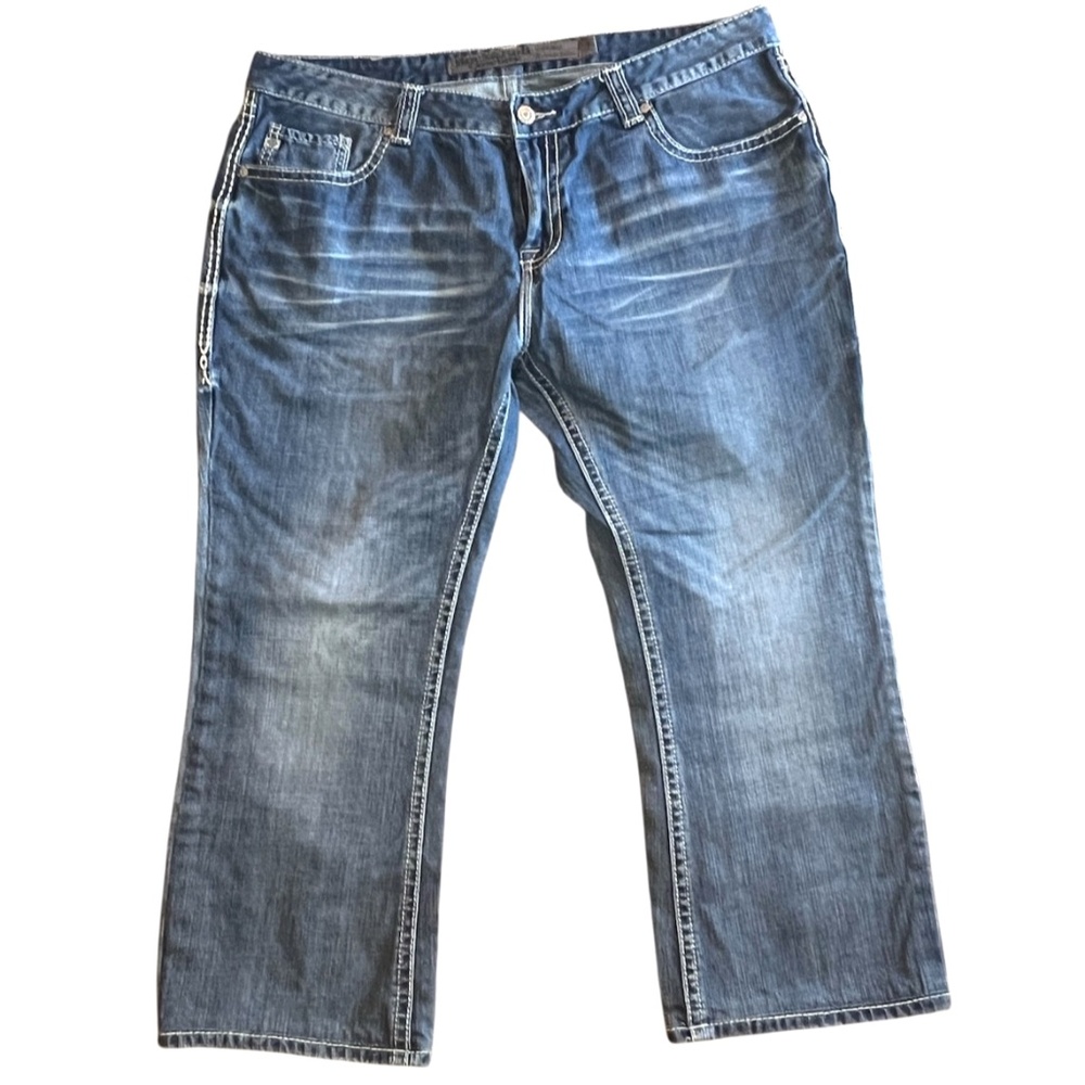 Men's Rock & Roll Cowboy Pistol Regular Bootcut Thick Stitch Jeans 40/25in